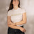 White Printed Cropped T-shirt