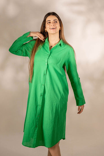 Green Mini Shirt Dress