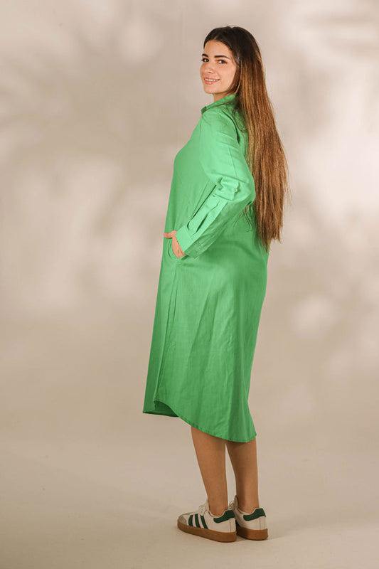 Green Mini Shirt Dress