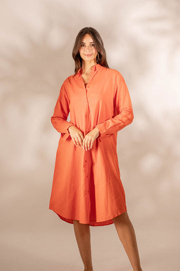 Orange Mini Shirt Dress