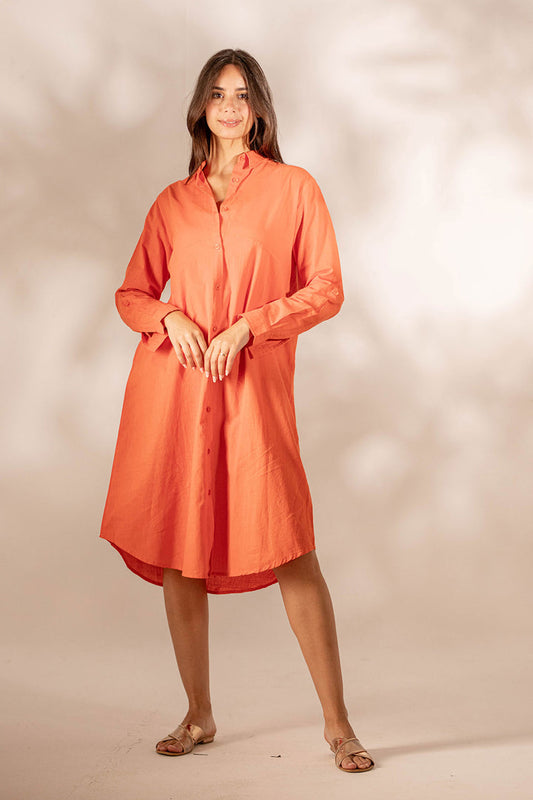 Orange Mini Shirt Dress