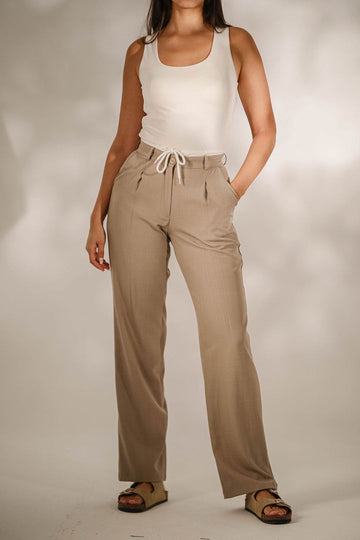 Coffe Formal Tied Pants