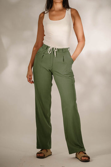 Olive Formal Tied Pants