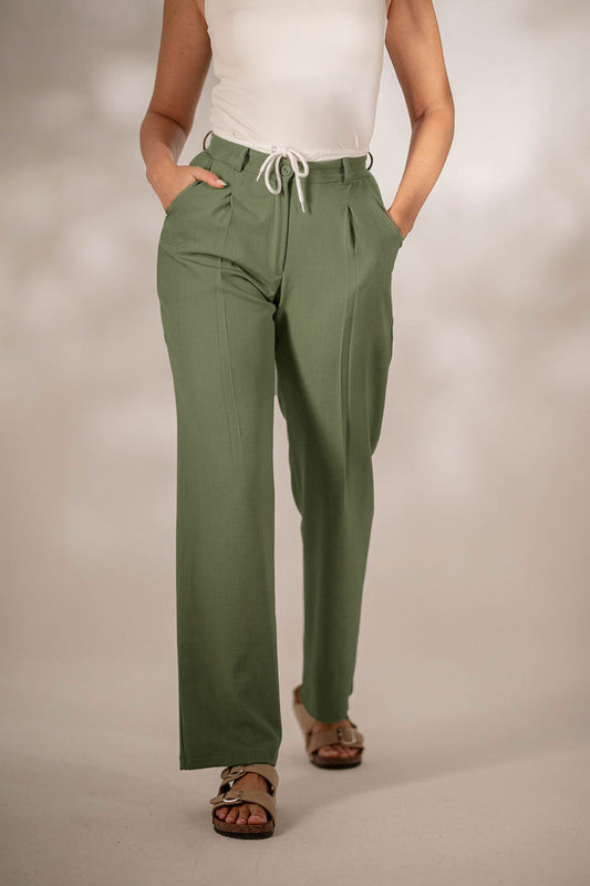 Olive Formal Tied Pants