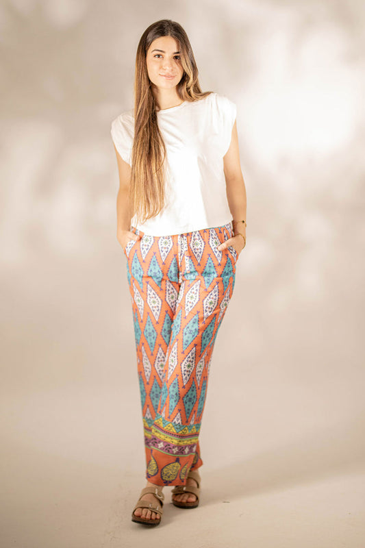 White Patterned Pants