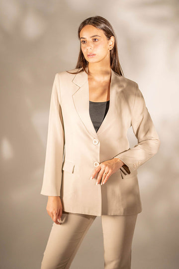 Beige Formal Modern Fit Blazer