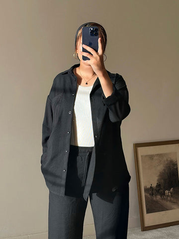 Black Linen Comfort Shirt