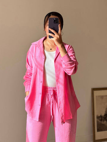 Pink Linen Comfort Shirt