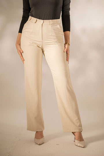 Beige Modern Fit Pants