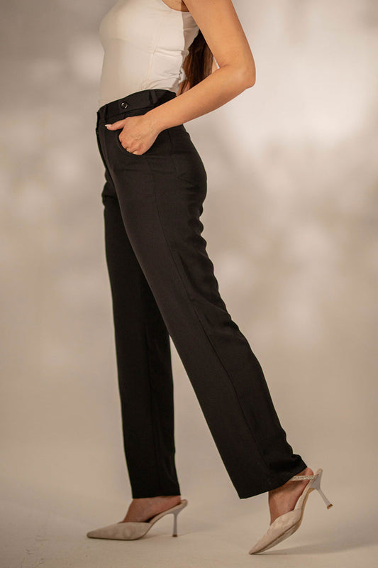 Black Modern Fit Pants