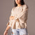 Beige Checkers Puffy Sleeves Blouse