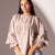 Burgundy Checkers Puffy Sleeves Blouse