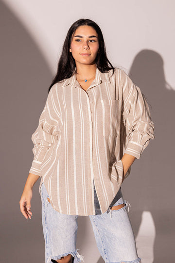 Brown Striped Autumn Shirt