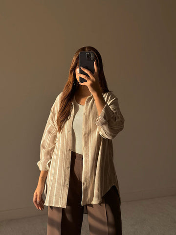 Brown Striped Autumn Shirt