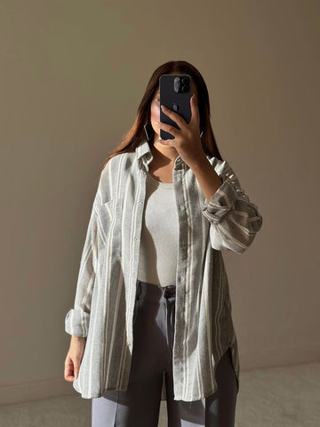 Grey Striped Autumn Shirt