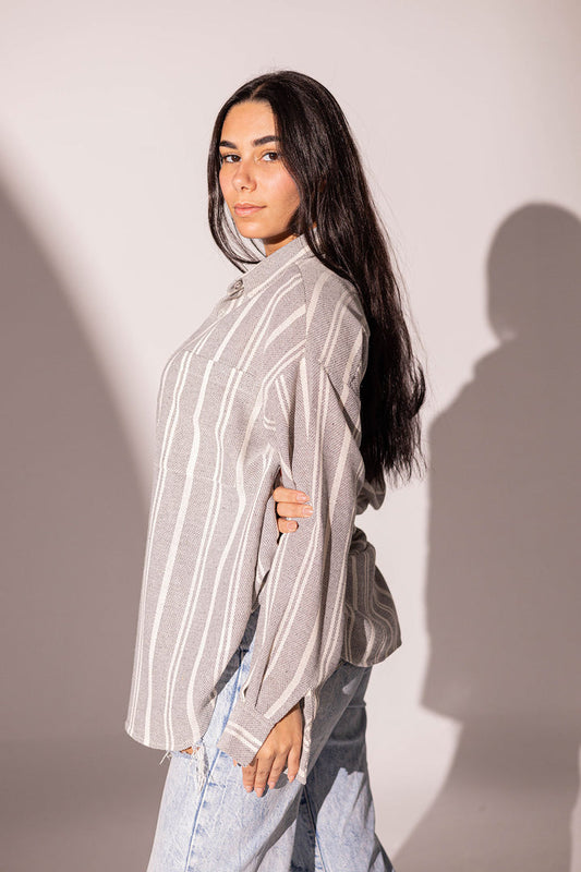 Grey Striped Autumn Shirt