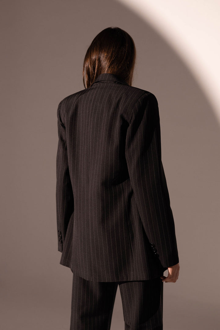 Black Formal Striped Blazer