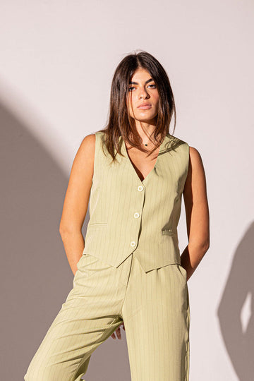 Lime Formal Striped Vest