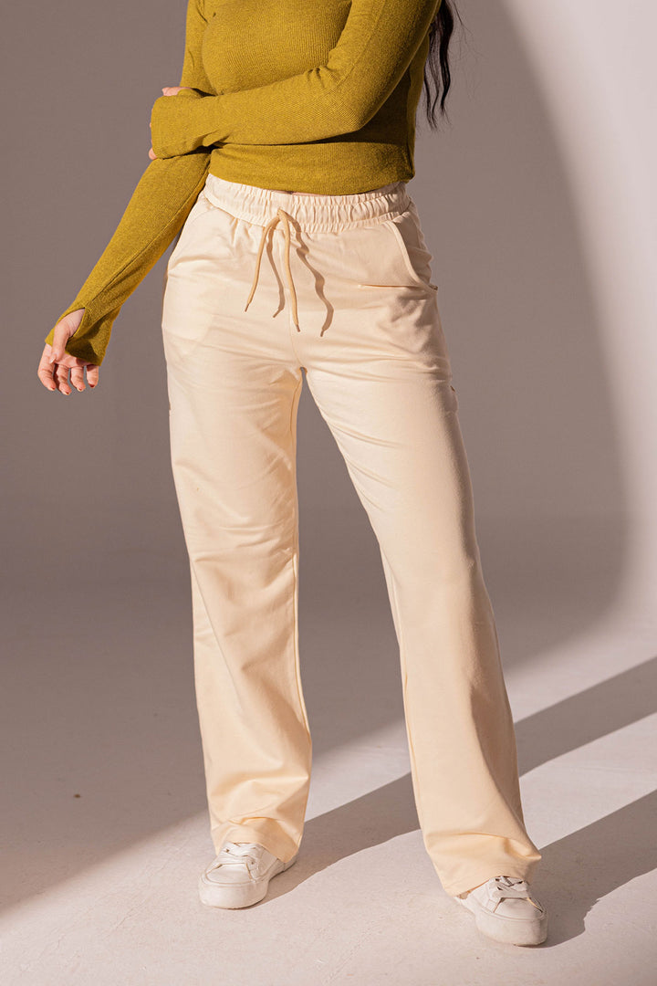 Beige Comfy Melton Sweatpants