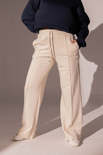 Beige Wide-leg Sweatpants