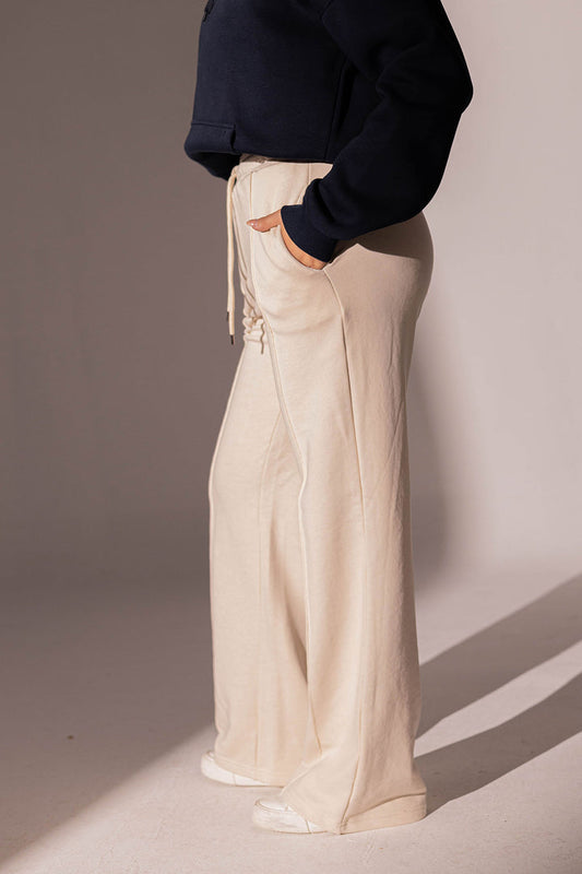 Beige Wide-leg Sweatpants