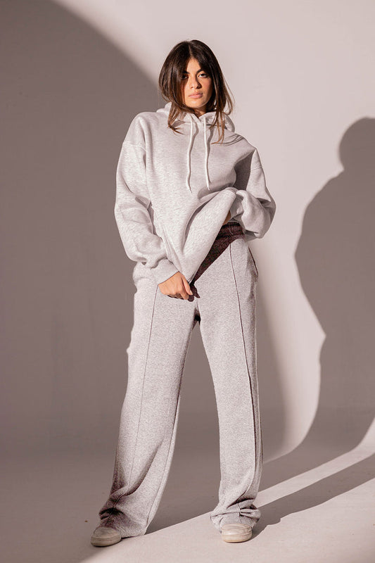 LightGrey Wide-leg Sweatpants