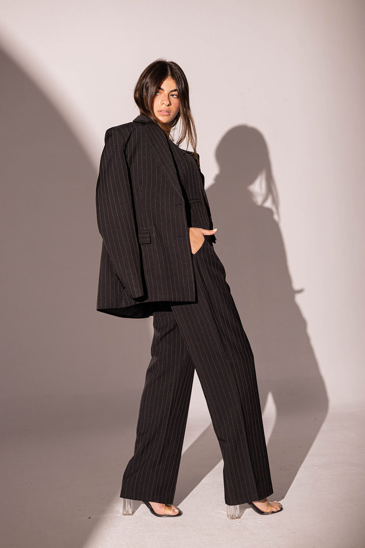 Black Formal Striped Pants