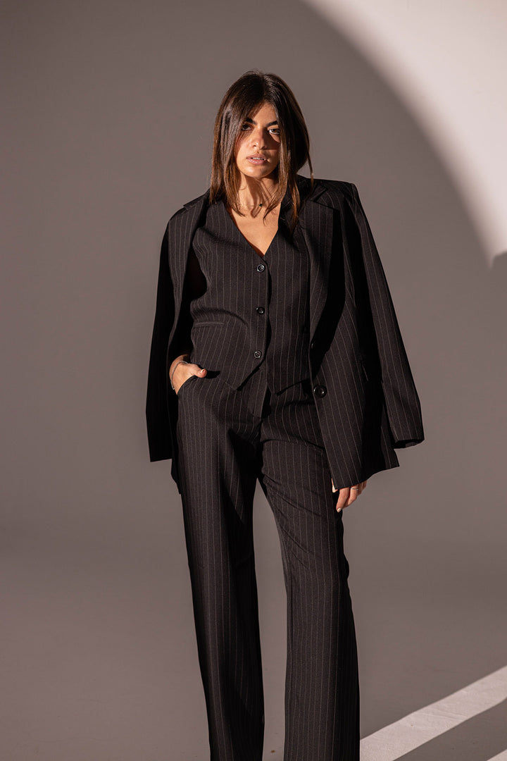 Black Formal Striped Pants