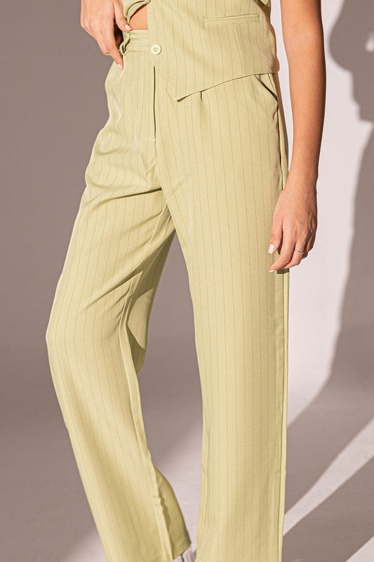 Lime Formal Striped Pants