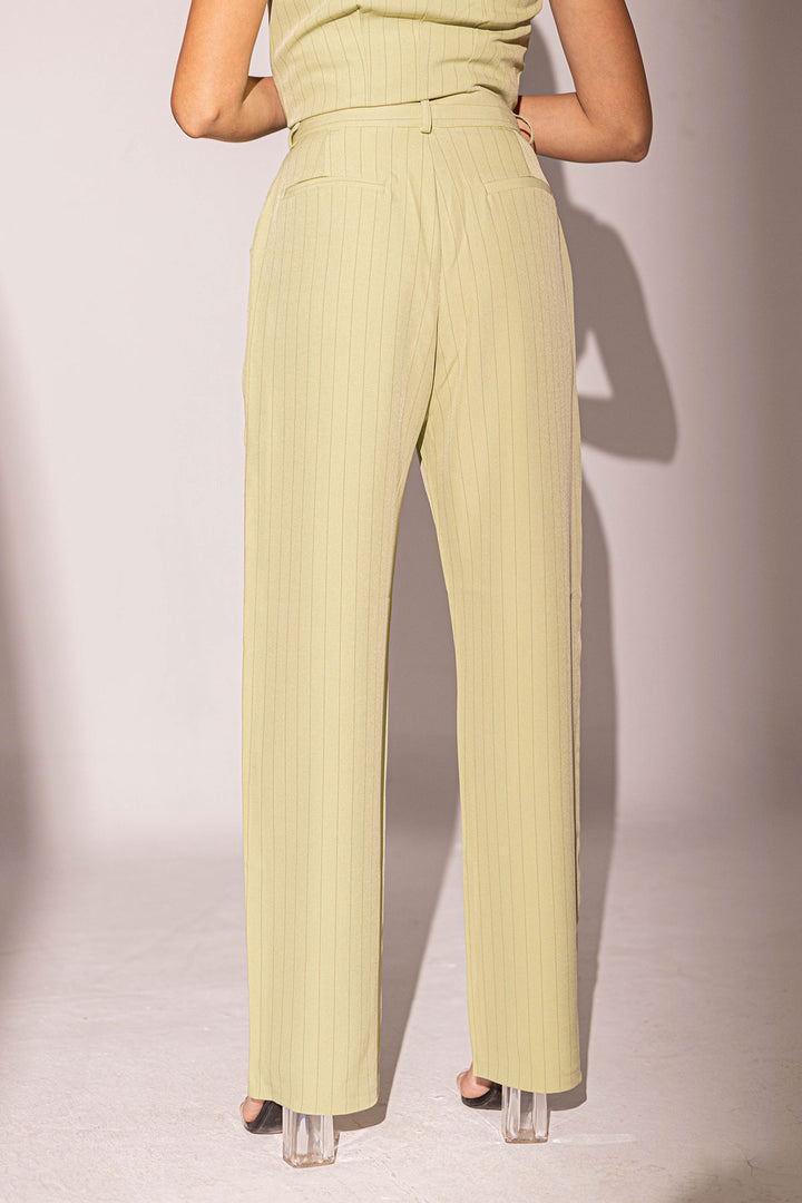 Lime Formal Striped Pants