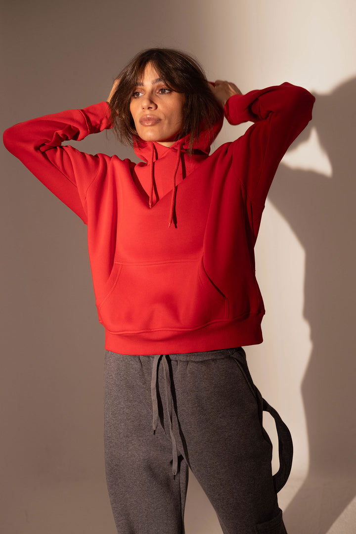 Red Plain Comfy Hoodie