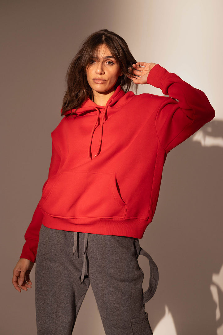 Red Plain Comfy Hoodie