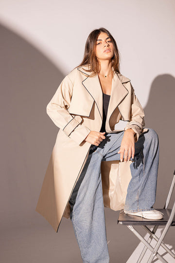 Beige Long Trench Coat