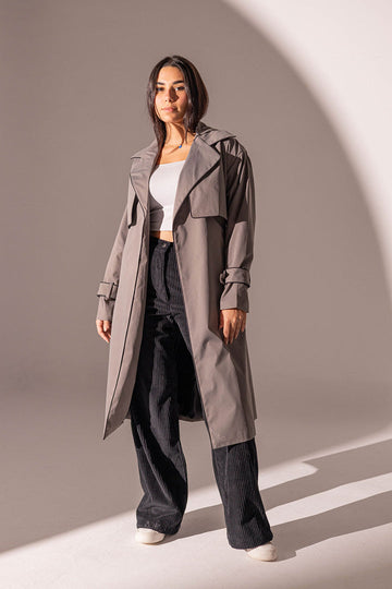 Grey Long Trench Coat