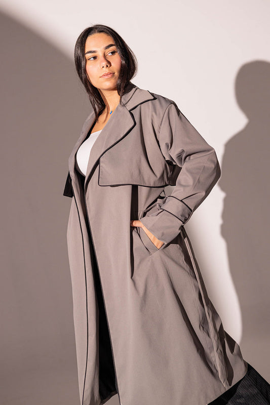 Grey Long Trench Coat