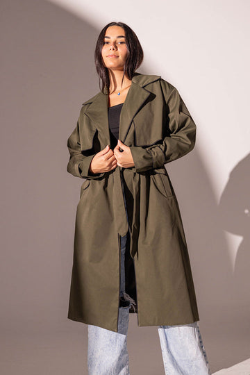 Olive Long Trench Coat