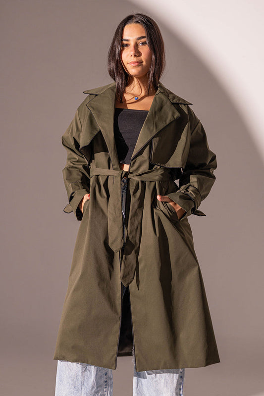 Olive Long Trench Coat