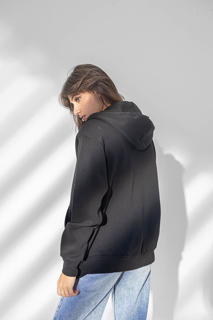 Black Zipper Comfort Hoodie