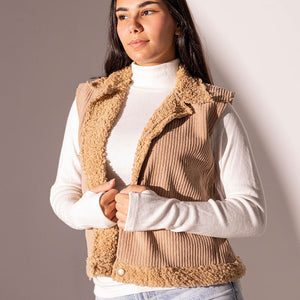 Camel Velvet Fur Vest