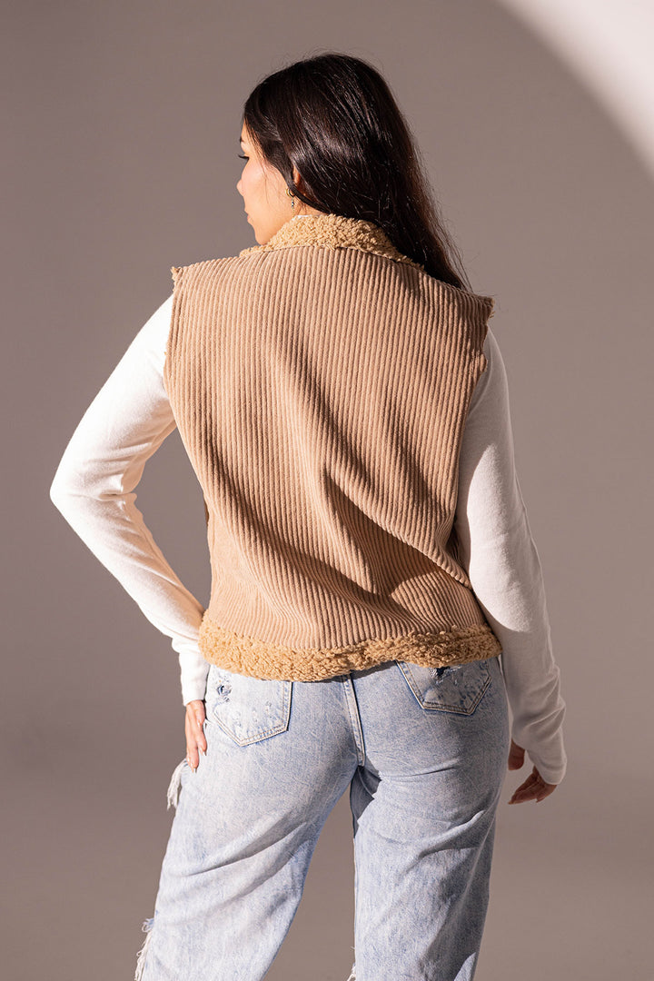 Camel Velvet Fur Vest