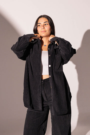 Black Velvet Oversize Shirt