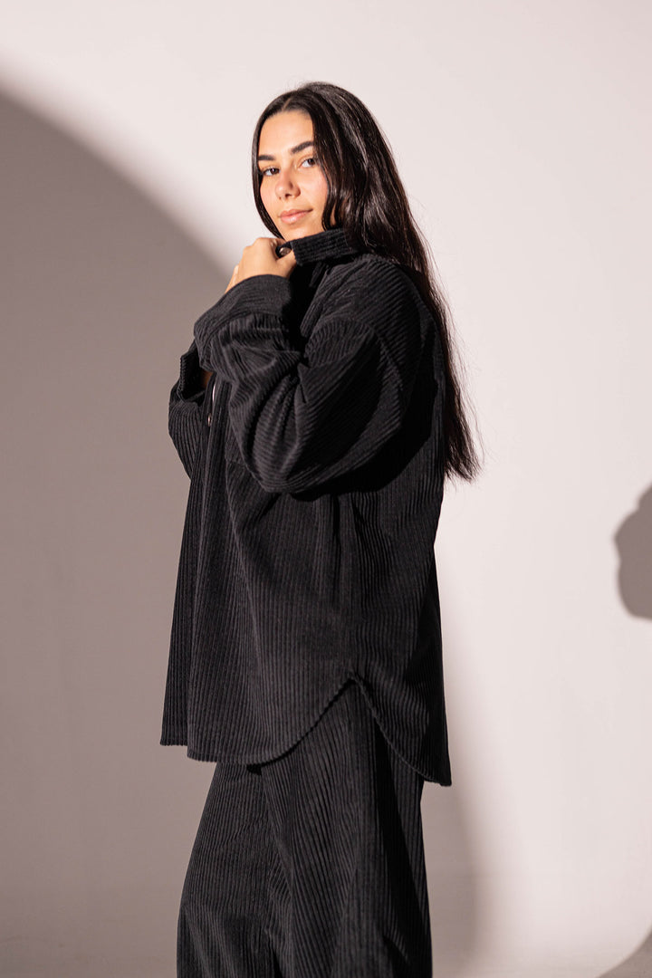 Black Velvet Oversize Shirt