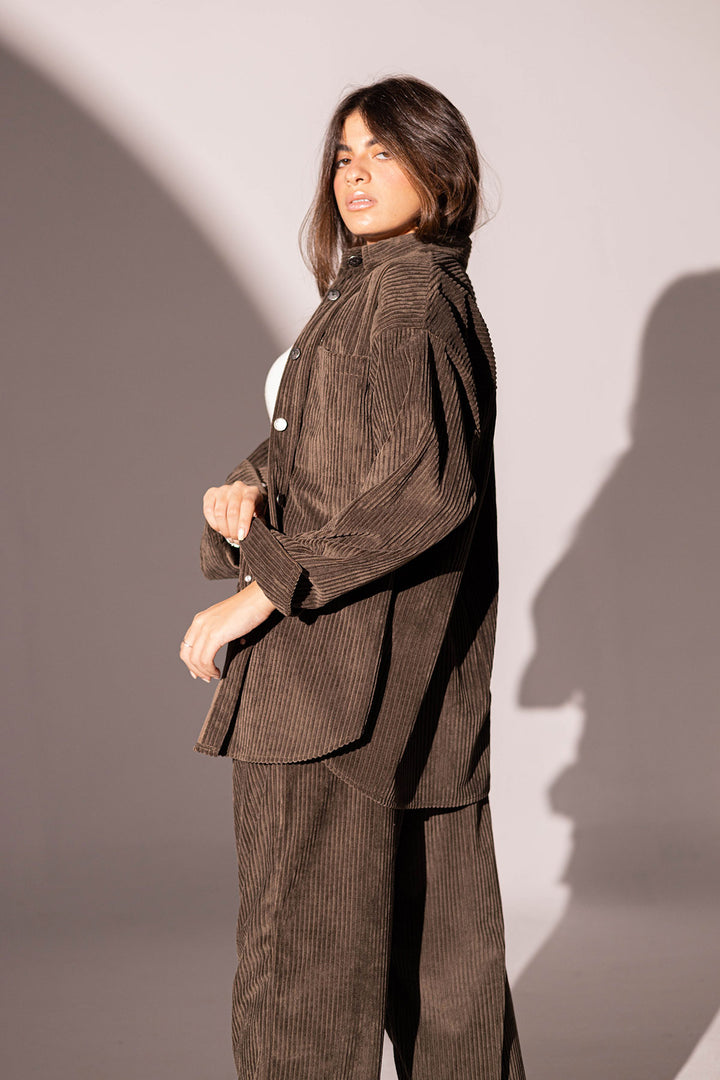 Brown Velvet Oversize Shirt