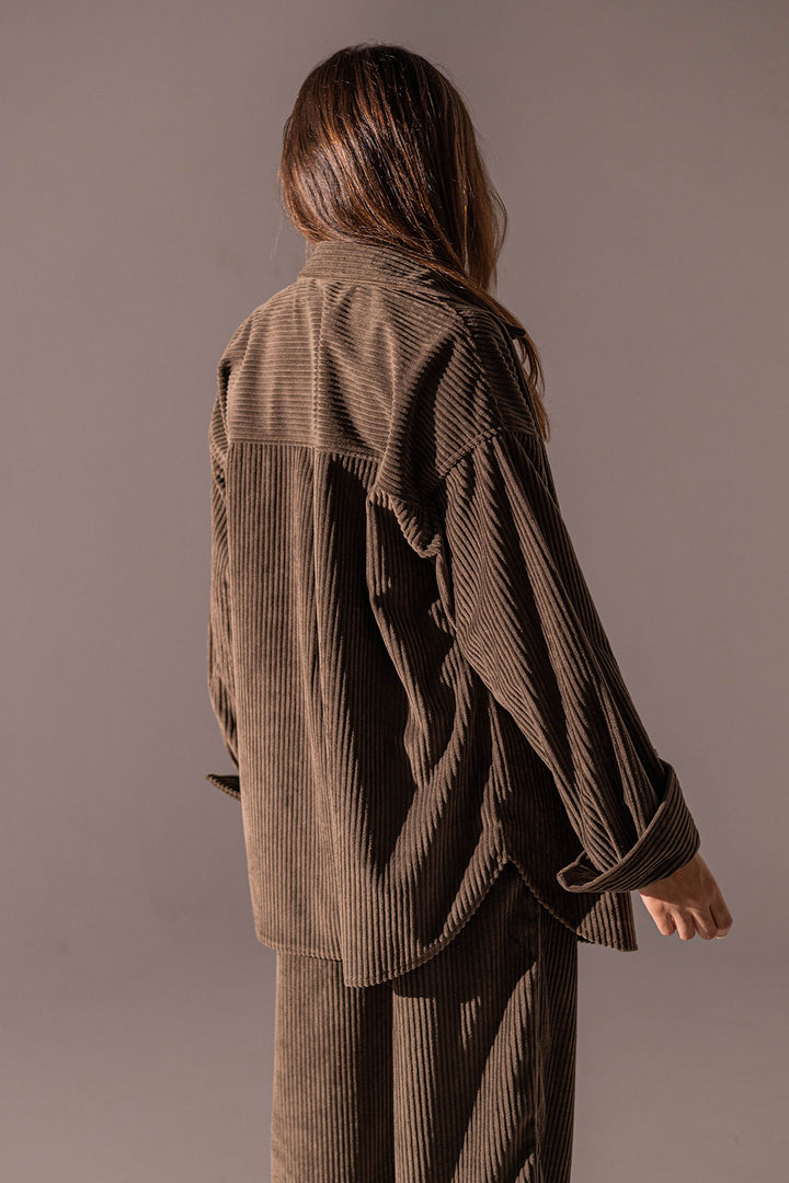 Brown Velvet Oversize Shirt