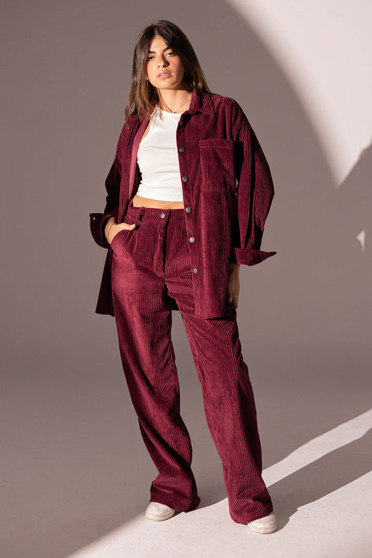 Burgundy Velvet Oversize Shirt