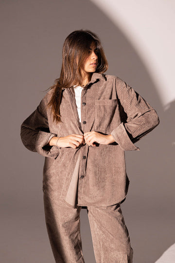 Grey Velvet Oversize Shirt