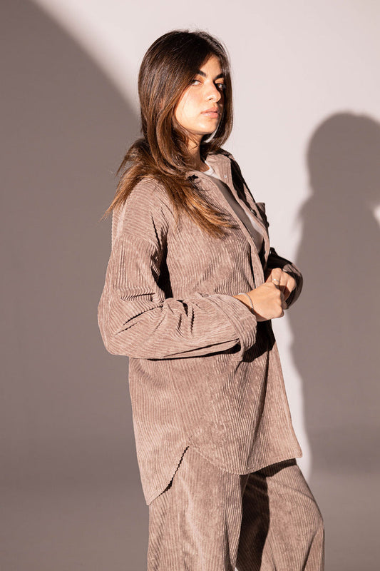 Grey Velvet Oversize Shirt