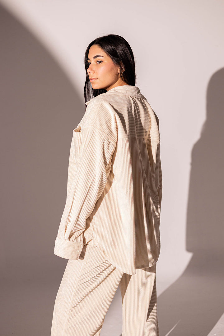 Offwhite Velvet Oversize Shirt