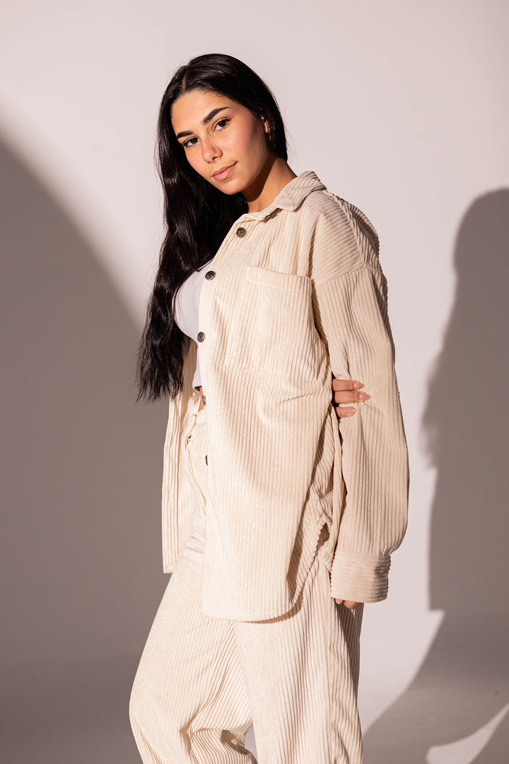 Offwhite Velvet Oversize Shirt