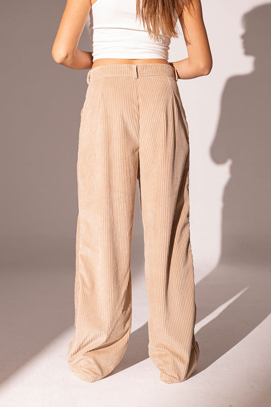 Beige Velvet Oversize Pants